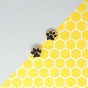 Handcrafted Black Paw Enamel Earrings [sold out]